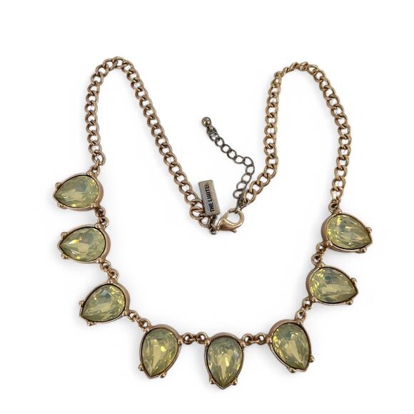The Limited Rhinestone Statement Necklace Yellow Opal Teardrop Gold Tone - Picture 5 of 6